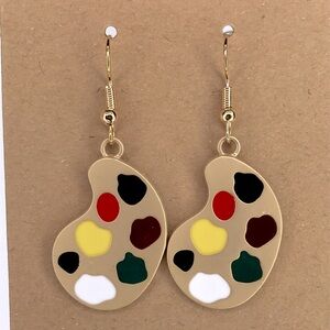 Neutral Artist Palette Earrings with Multicolor Enamel Accents Fashion Jewelry